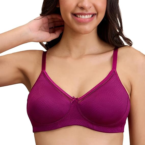 NYKD Women’s Polyamide by Nykaa Hidden Support Bra Non-Padded, Non-Wired in Luxe Jacquard Fabric – NYB390